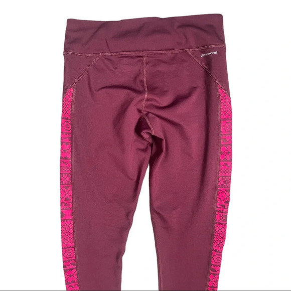 🛍️3/$40 Adidas Climawarm Running Tights Running Leggings Size Small Berry Red - Picture 4 of 4